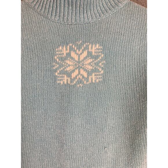GAP Girls Blue Snowflake Sweater Size M Knit Winter Pullover Warm Cozy Cute - Picture 7 of 7